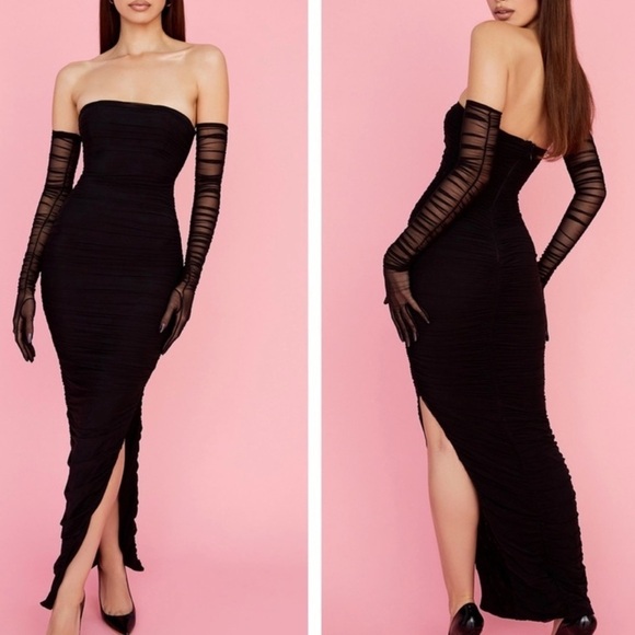 House of CB Sofia Ruched Maxi Dress in black size S - Picture 1 of 9